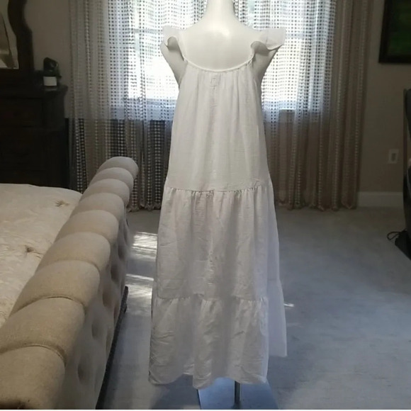 Banana Republic Frill-Sleeve Gauze Tiered Mid-Calf Dress - Picture 4 of 14